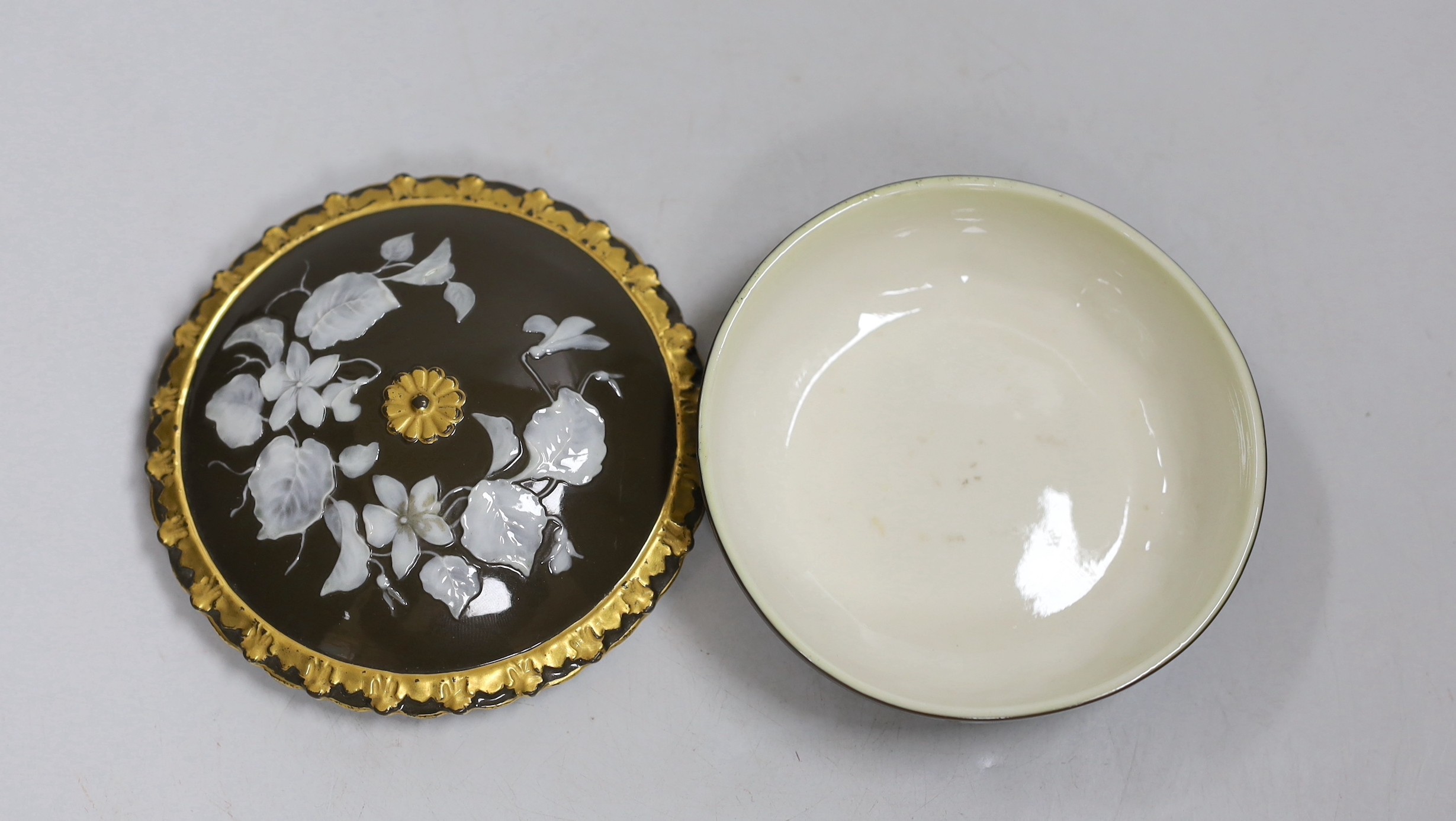 An English pate sur pate circular box and cover